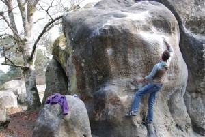 Climbing in Fontainebleau, France, a perfect spot for climbing coaching