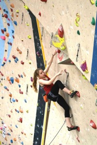 Lucy Climbing in the Youth Climbing Competition